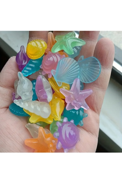 ZN Boutique Işıltılı Karışık Renkli Akvaryum Dekoratif Süs Taşları - Deniz Te...