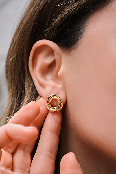 ByFlorya Jewelry Vip Spiral Earrings Metal Hoop Earrings with Steel Tips 1.3cm