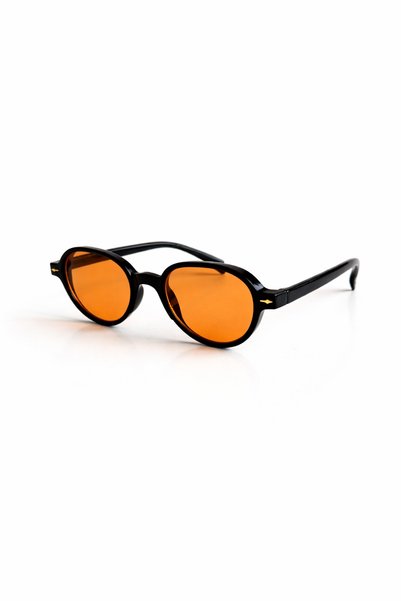 RAWEN EYEWEAR نظارات شمسية للجنسين بإطار أسود وزجاج برتقالي عتيق 48 إيكارتمان