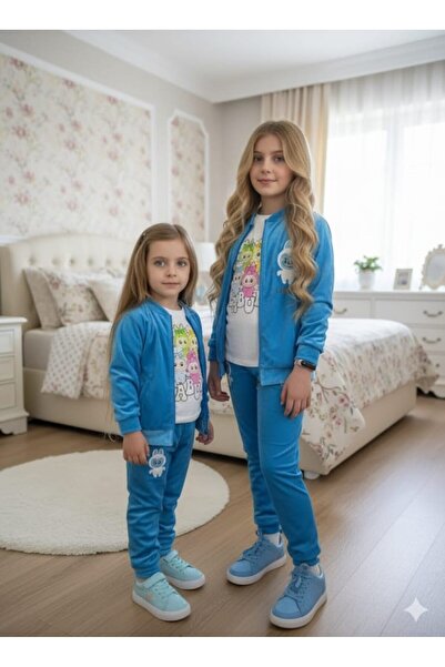 VELİNA GROUP Girl's Top - Bottom Set 3 Piece Velvet Tracksuit Set – Labubu De...