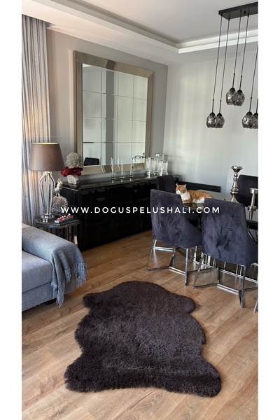 Doğuş Peluş Halı Tavşan Kahverengi Yumuşak Dokulu Peluş Halı Tek Kafa Post