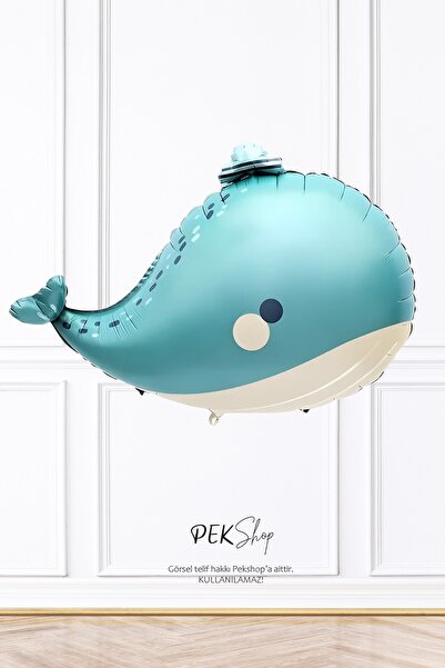 PEKSHOP Denizci Şapkalı Turkuaz Balina Folyo Balon 9351