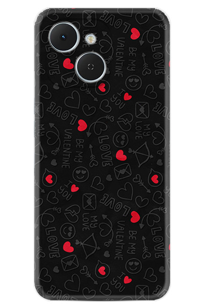 TECNO Spark 40C (KM4n) Kılıf Boutique Baskılı Resimli Siyah Kalp ve Ok Pcode ...