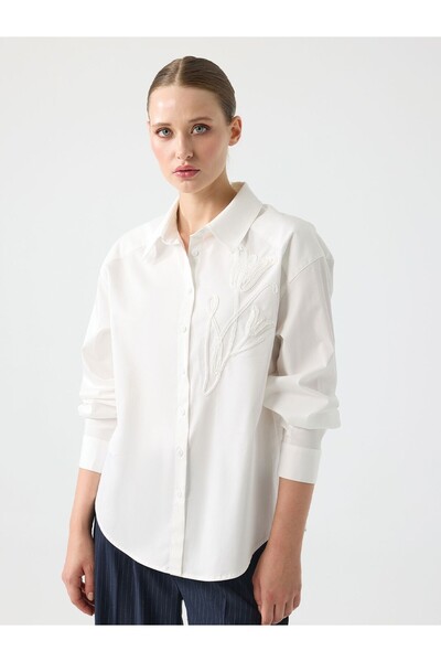 centilmen Cămașă UNICĂ din bumbac cu detaliu de broderie pe umăr 267010