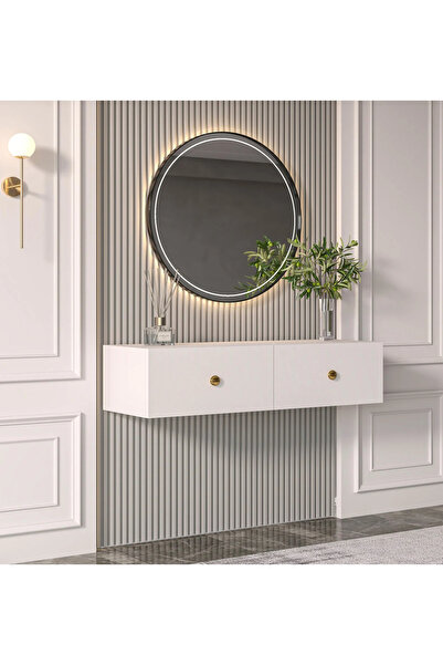 Dresuar İKİ KAPAKLI BEYAZ RENK KULPLU GOLD ( 100x25x25)