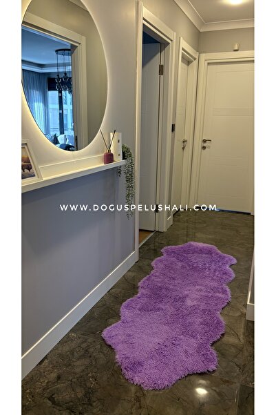 Doğuş Peluş Halı Tavşan Lila Yumuşak Dokulu Peluş Halı Çift Kafa Post