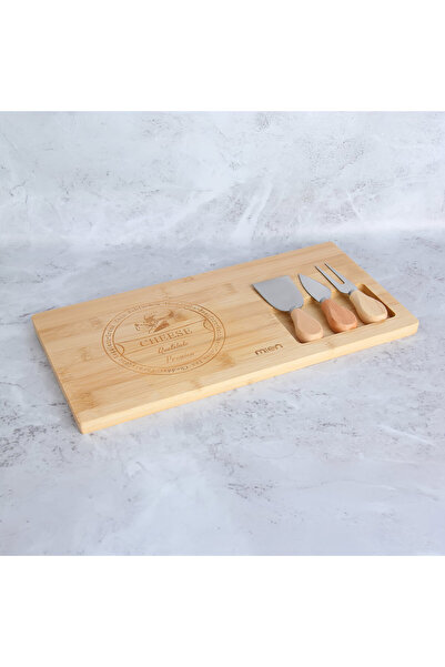 Edenza Bamboo Cheese Serving Board and 3-Piece Stainless Steel Knife Set – St...