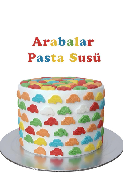 telaşe memuru Şeker Hamuru Pasta Tamamlayıcı Süs - Arabalar 60 Adet Pasta Süs...