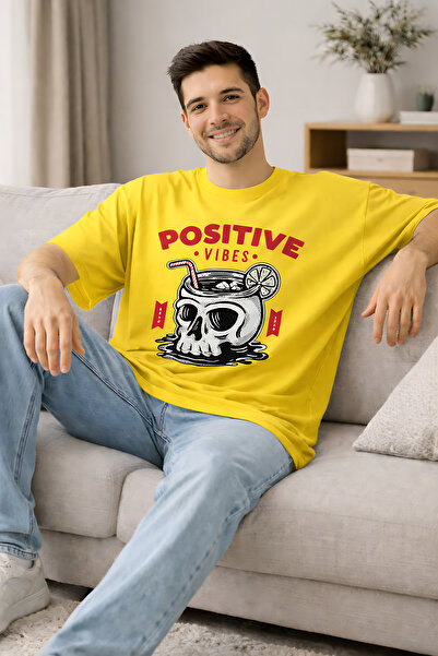 ArtYus Positive Vibes Printed Unisex Oversized T-Shirt