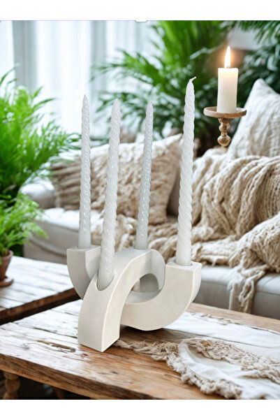Store 2’li U Şeklinde Beyaz Şamdan, Mumluk (Mumlar dahil değil)