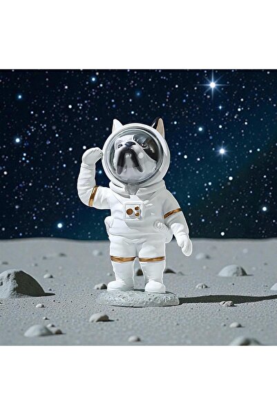 ELSELİFE Modern Astronot Köpek Figür Biblo 14 cm | Uzay Temalı Ev Ofis Masa S...