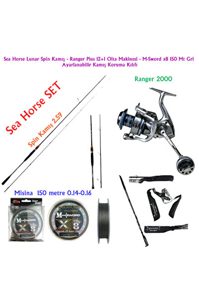 SEA HORSE Lunar Spin Kamış + Ranger Plus 12+1 Olta Makinesi + M-Sword X8 150 ...