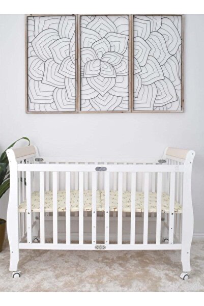 Baby Star سرير أطفال خشبي قابل للطي - أبيض