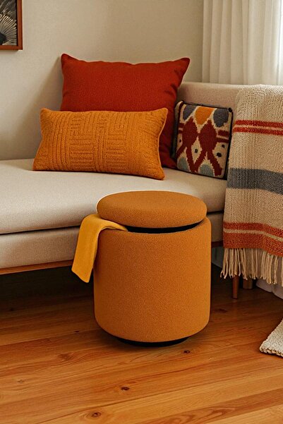 eda hacıoğlu edam bedding group Teddy Kumaşlı Sandıklı Yuvarlak Puf