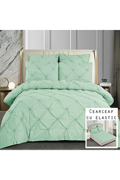 Patul Bed Linen 6 Pieces, Pleats, Fine Cotton, Sulphur, Double Bed, 2 Persons...