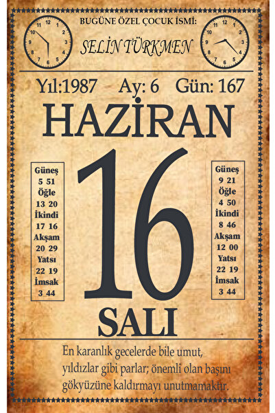 MAZİDENBİRYAPRAK KİŞİYE ÖZEL TAKVİM POSTERİ