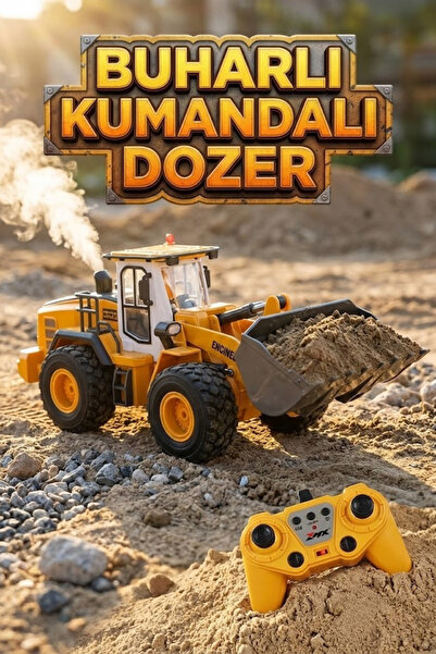 craftivio Uzaktan Kumandalı Buharlı Dozer - 9 Kanallı Metal Kepçeli Işıklı ve...