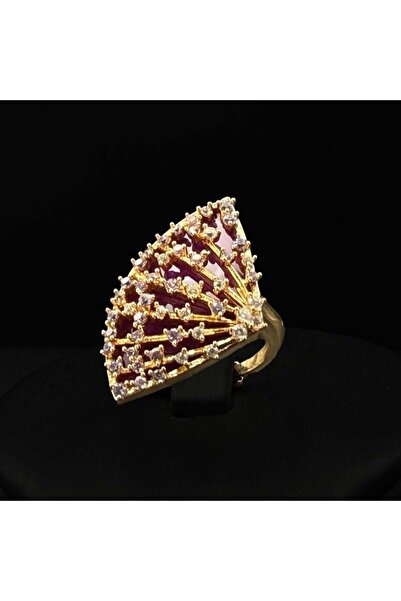 Generic خاتم زركون دقة الماس باصدار خاص لون مكس ذهبي مع بنفسجي بضمان على اللون