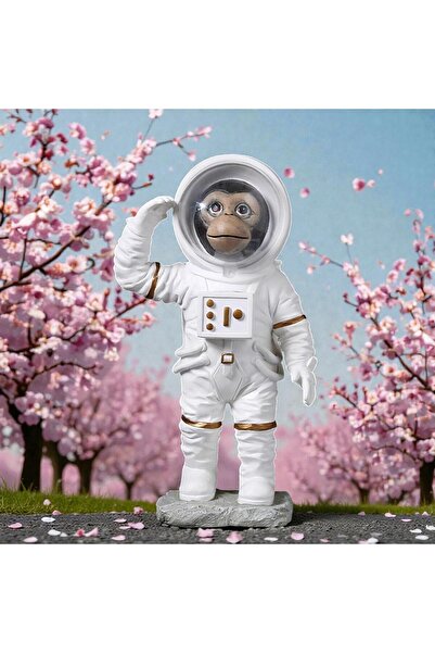 ELSELİFE Modern Astronot Maymun Figür Biblo 13 cm | Uzay Temalı Ev Ofis Masa ...