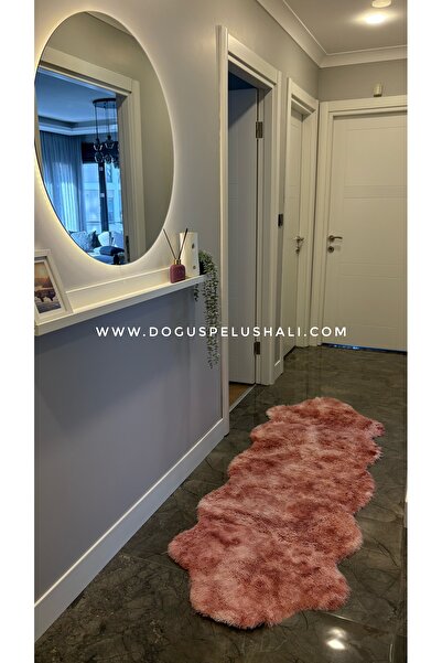 Doğuş Peluş Halı Batik Tavşan Somon Yumuşak Dokulu Peluş Halı Çift Kafa Post