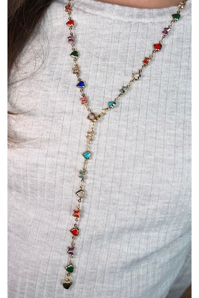 Butik Renkli Taşlı Y Kolye