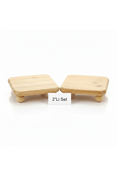 Edenza Square Bamboo Mini Presentation Stand |   Natural Wood Decorative Serv...