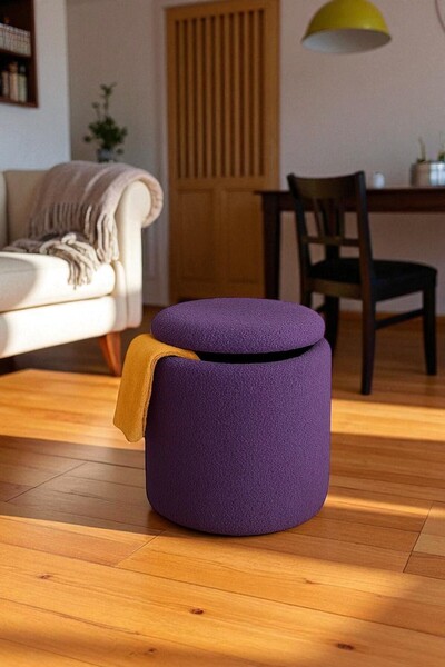 eda hacıoğlu edam bedding group Teddy Kumaşlı Sandıklı Yuvarlak Puf