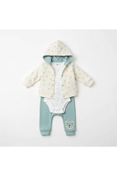 SeaBubbles Teddy Bear Patterned Cardigan Baby Boy Set