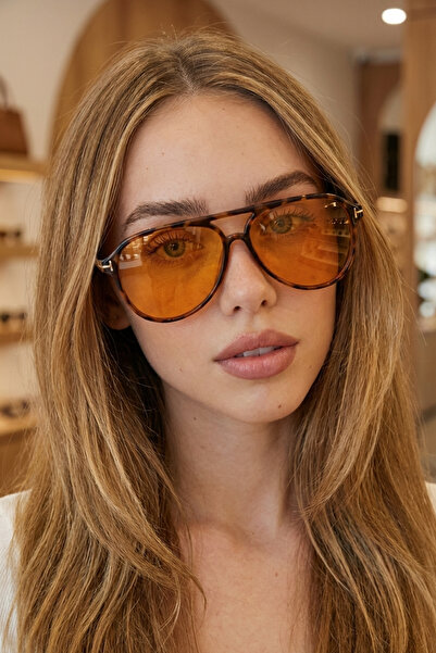 PROTCO Unisex Leopard Orange Glass Drop Model Sunglasses |   Uv400 Protection