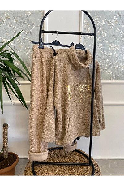 Park Moda Bukle Dokulu Rahat Kesim Takım - Bej