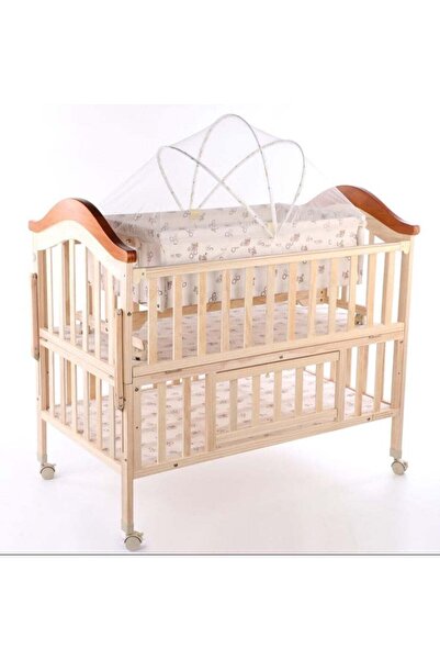 Baby Star Wooden baby rocking bed with mosquito net