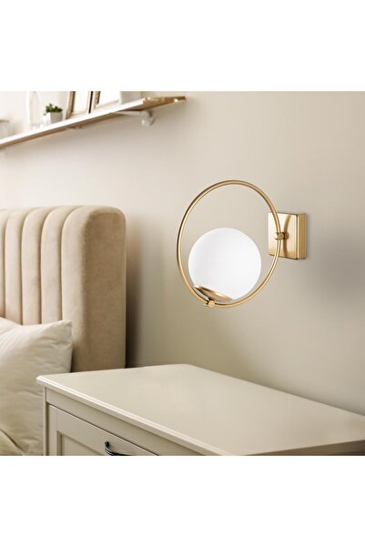 AmberLED Modern Glass Single Sconce Bright Gold Living Room Lighting E27 Comp...
