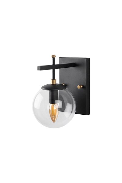 AmberLED Modern Glass Single Sconce with Fuzzy Black Reading Light E14 Compat...