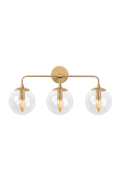 AmberLED Modern Glass 3-Piece Sconce Bright Gold Living Room Lighting E14 Com...