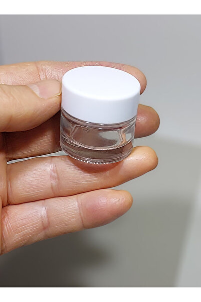 dercam BOŞ CAM KREM KAVANOZU, 10 ML, ( 2 ADET SİLİNDİR MODEL, ŞEFFAF BEYAZ KAPAKLI