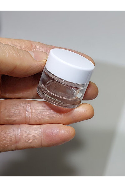 dercam BOŞ CAM KREM KAVANOZU, 10 ML, ( 2 ADET SİLİNDİR MODEL, ŞEFFAF BEYAZ KAPAKLI