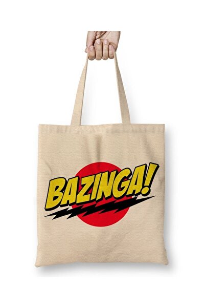 Toyaso Big Bang Sheldon Cooper Bazinga Geantă de pânză albă cu mâner lung Gea...