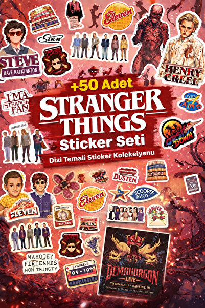 jadesticker Stranger Things Sticker Seti | Eleven, Hawkins, Upside Down | 50+...