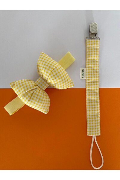 GLORY BABY Bowknot Baby Bandana and Pacifier Strap Set