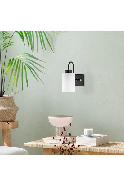 AmberLED Stylish Glass Single Sconce with Fuzzy Black E27 Compatible