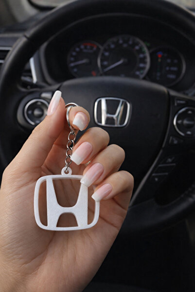 ARC TİCARET Honda Logo Keychain – 3D Printing Custom Design White Car Keychain