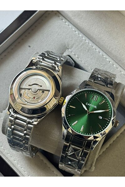 captiva Yeşil Kadran Çelik Kordon Minimal Takvimli Erkek Kol Saati