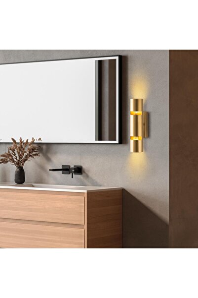 AmberLED 2-Piece Lighting with Shiny Gold Metal Head for Living Room and Bedroom