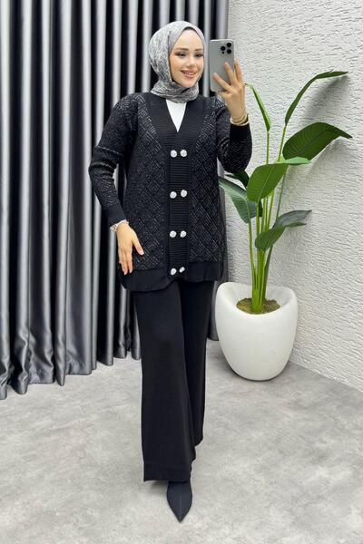 Kalemen Moda بدلة نهال سيملي المحبوكة 1321 أسود