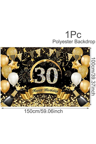 Choice 30 Happy 30th 40th 50th Birthday Banners Black Gold Birthday Party Dec...