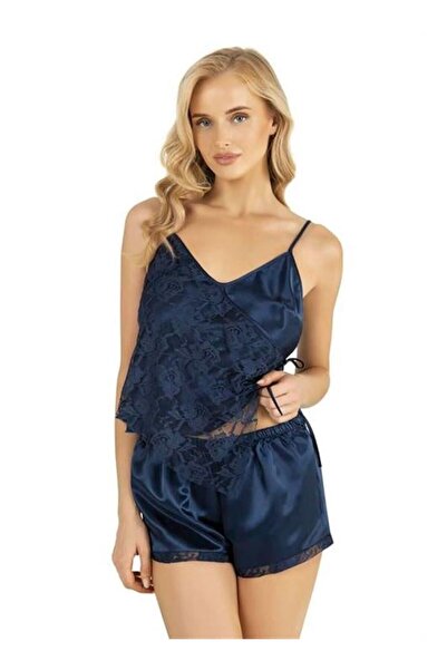 byasafkids Navy Blue Satin Shorts Set 9204