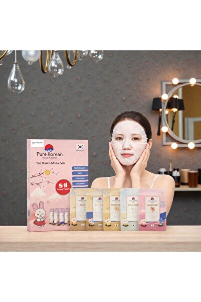 WANDA NARA COSMETİCS مجموعة أقنعة العناية بالوجه الكورية النقية المكونة من 5 ...