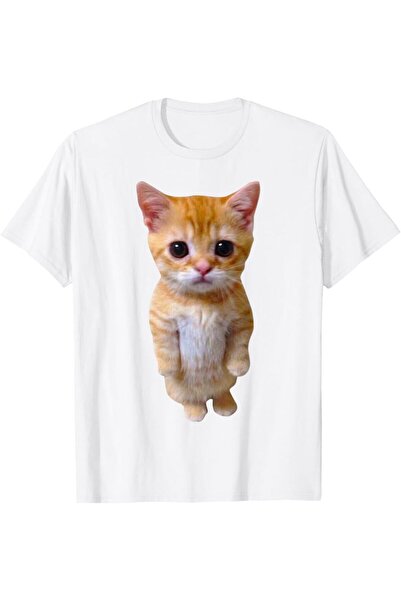 LELVANİ Sad Crying Cat Munchkin Patterned Printed T-Shirt