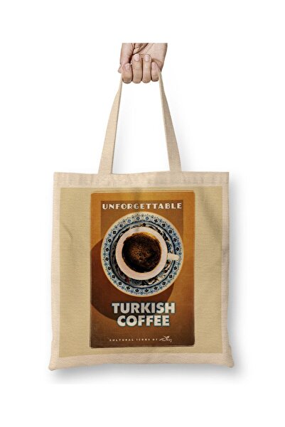 Toyaso Geantă din pânză albă cu cafea turcească, cu mâner lung, geantă de cum...