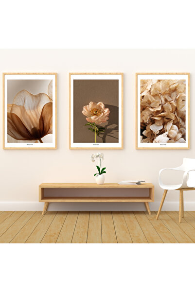 Pixaflair - Brown - Ev Dekor Poster - Çerçevesiz 3'lü Tablo Seti